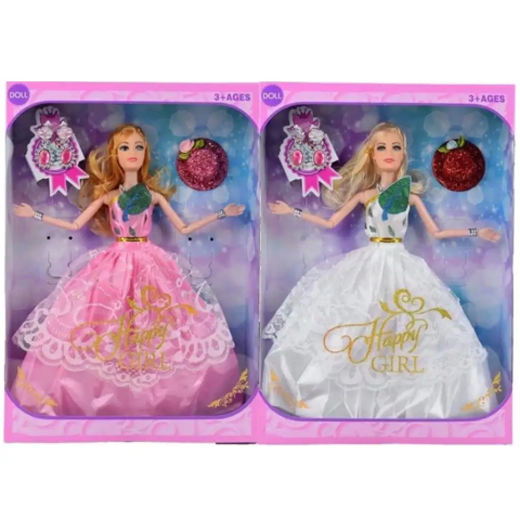 imagen de Muñeca de moda Happy Girl con vestido de gala y sombrero en dos versiones de 29cm 1