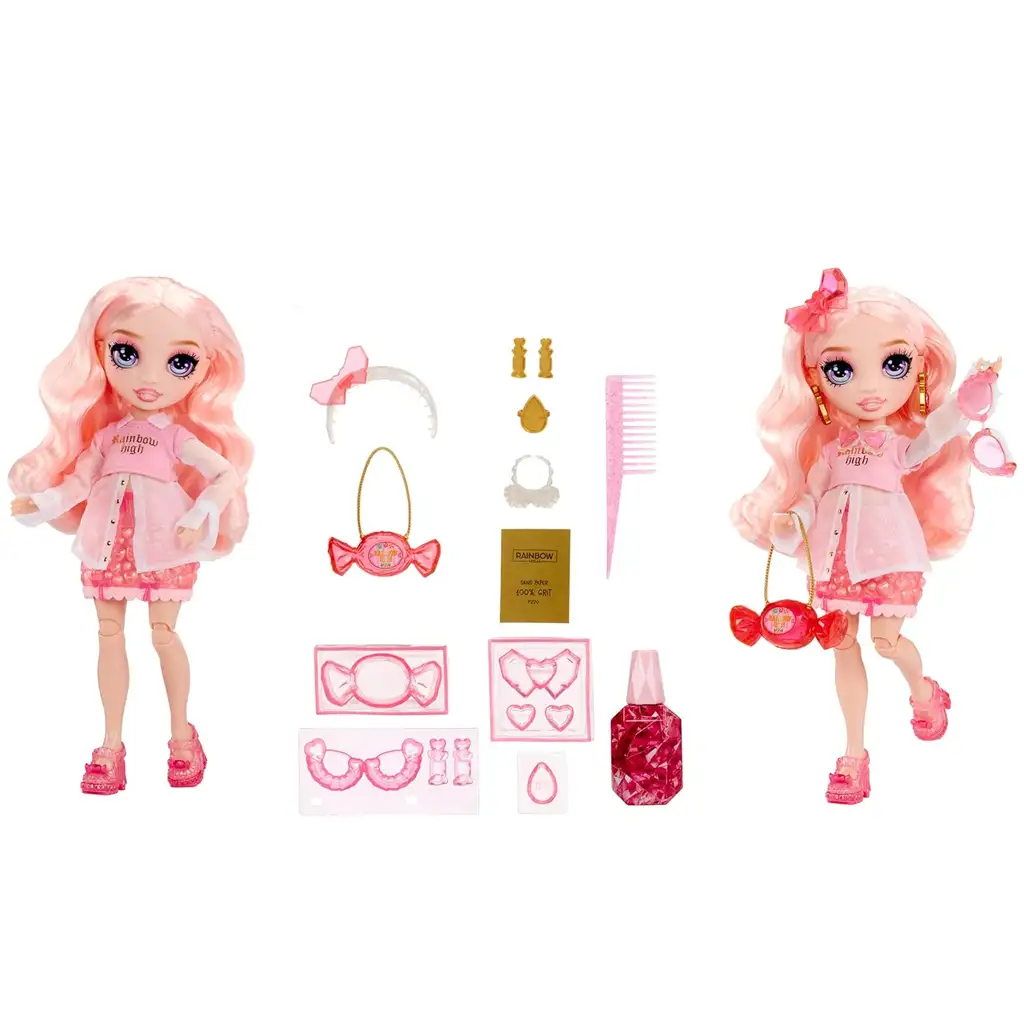 imagen de Muñeca de moda Rainbow Crystal Bella con accesorios para hacer tú mismo 2