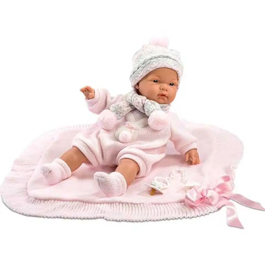 imagen de Muñeca de niña recién nacida con manta y chupete 38cm 1