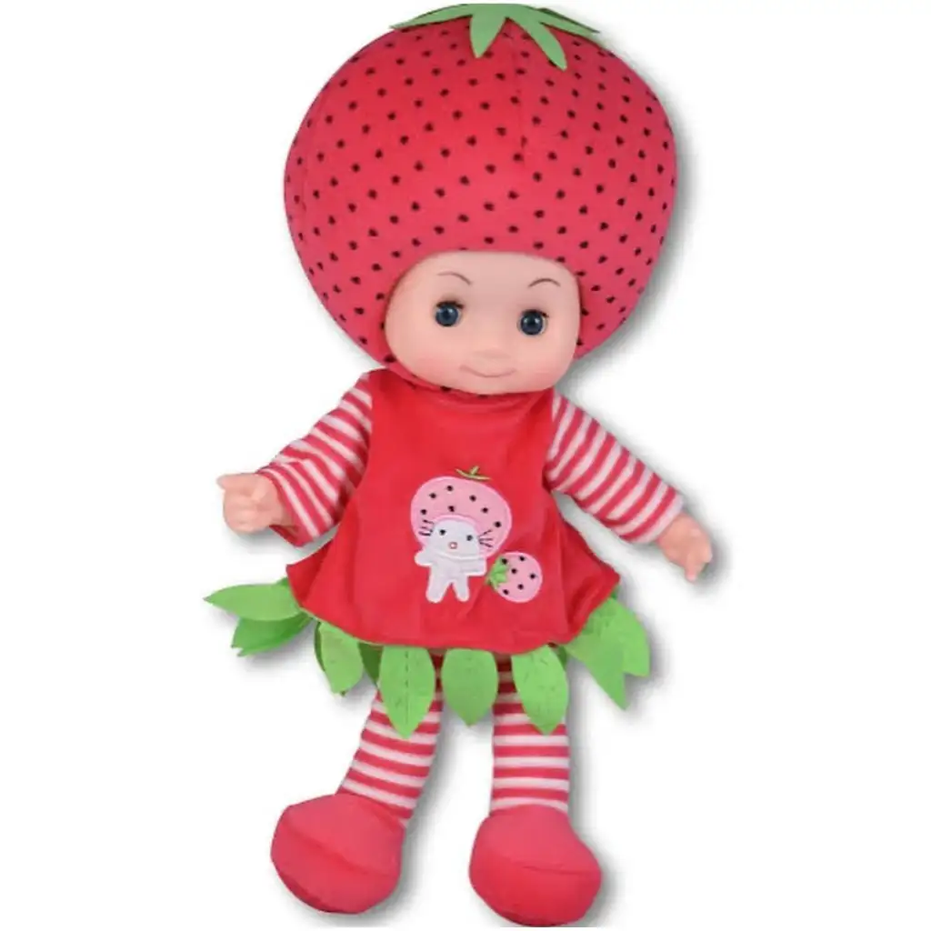 imagen de Muñeca de trapo disfrazada de manzana o fresa de 36 cm 1 unidad 2