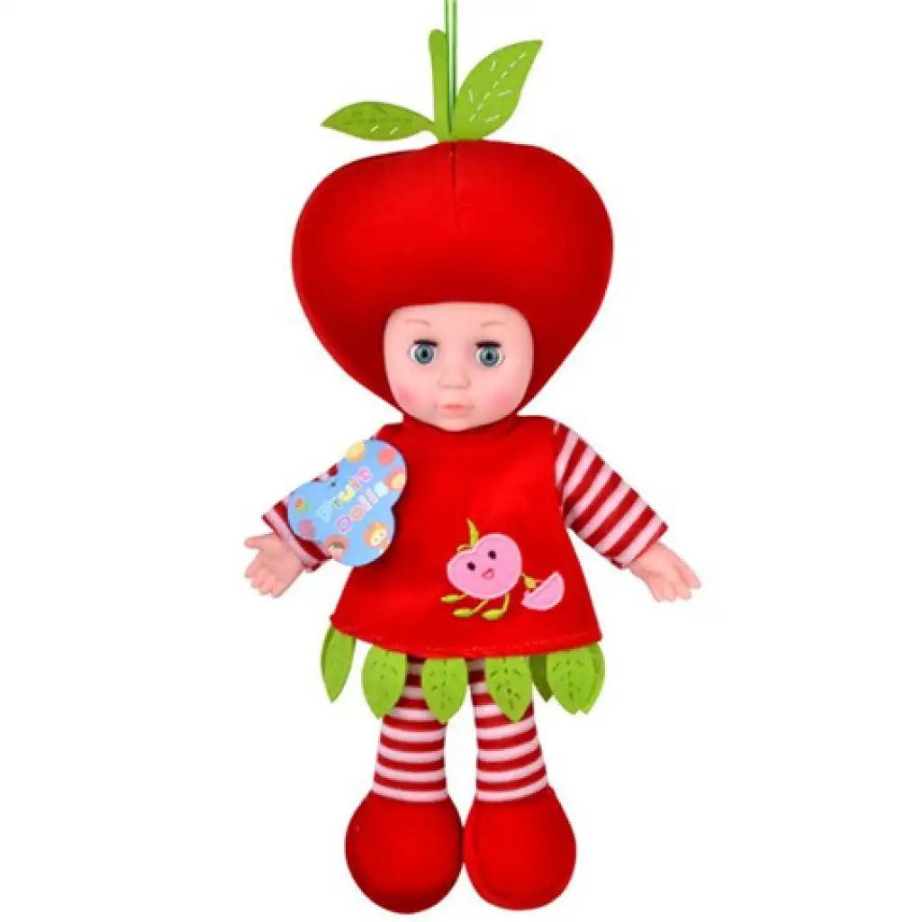 imagen de Muñeca de trapo disfrazada de manzana o fresa de 36 cm 1 unidad 1