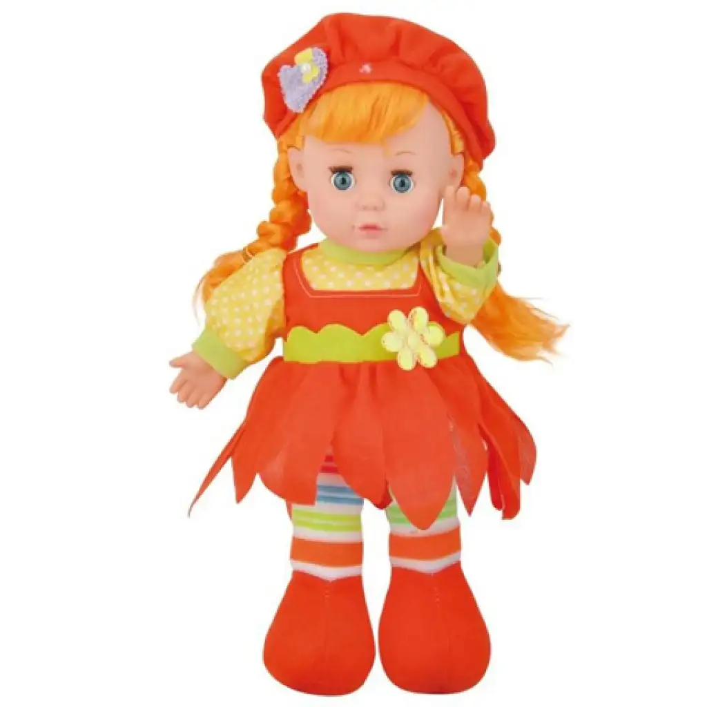 imagen de Muñeca de trapo pelirroja con gorro rojo de 30 cm 1