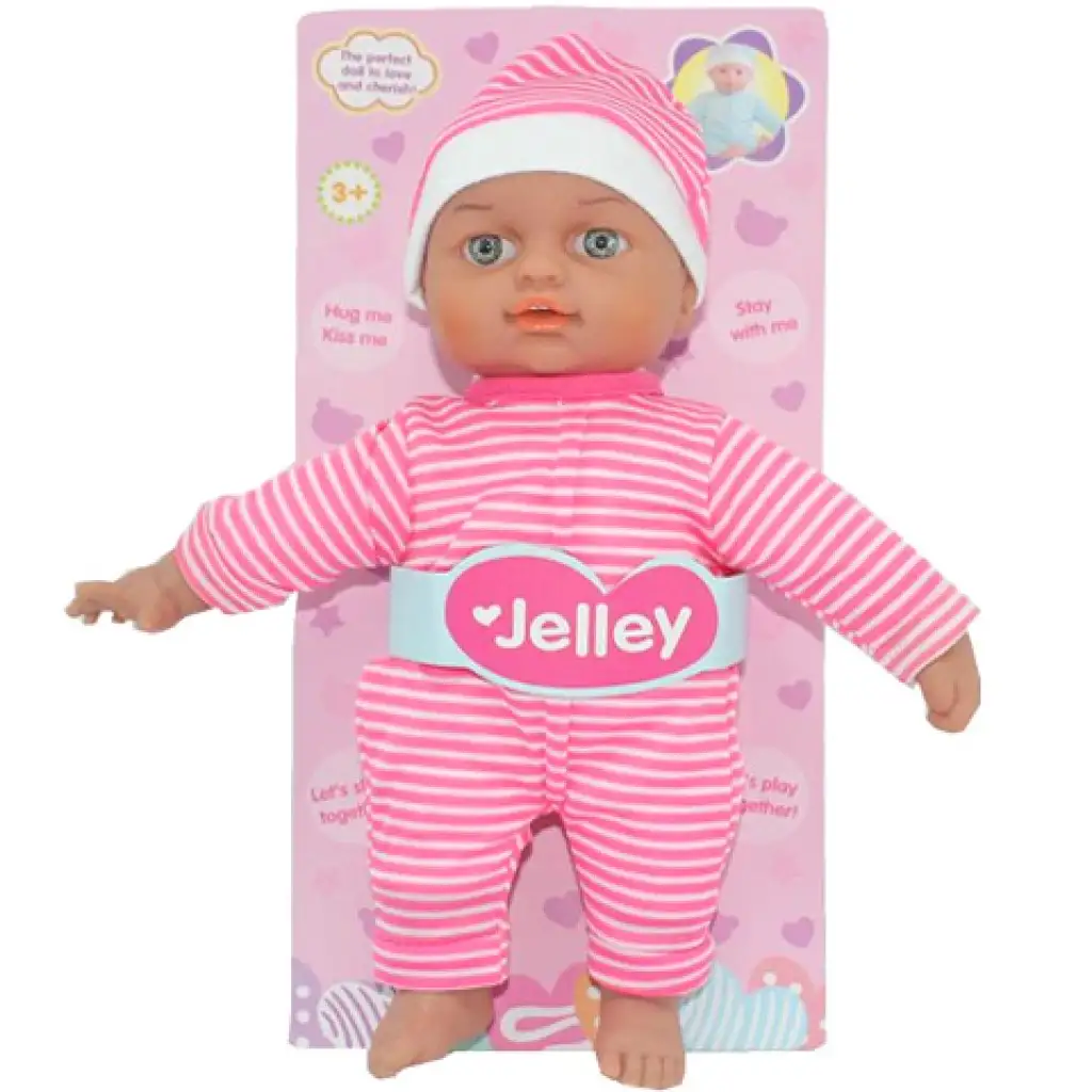 imagen de Muñeca Jelley con ropa a rayas de 25 cm 1