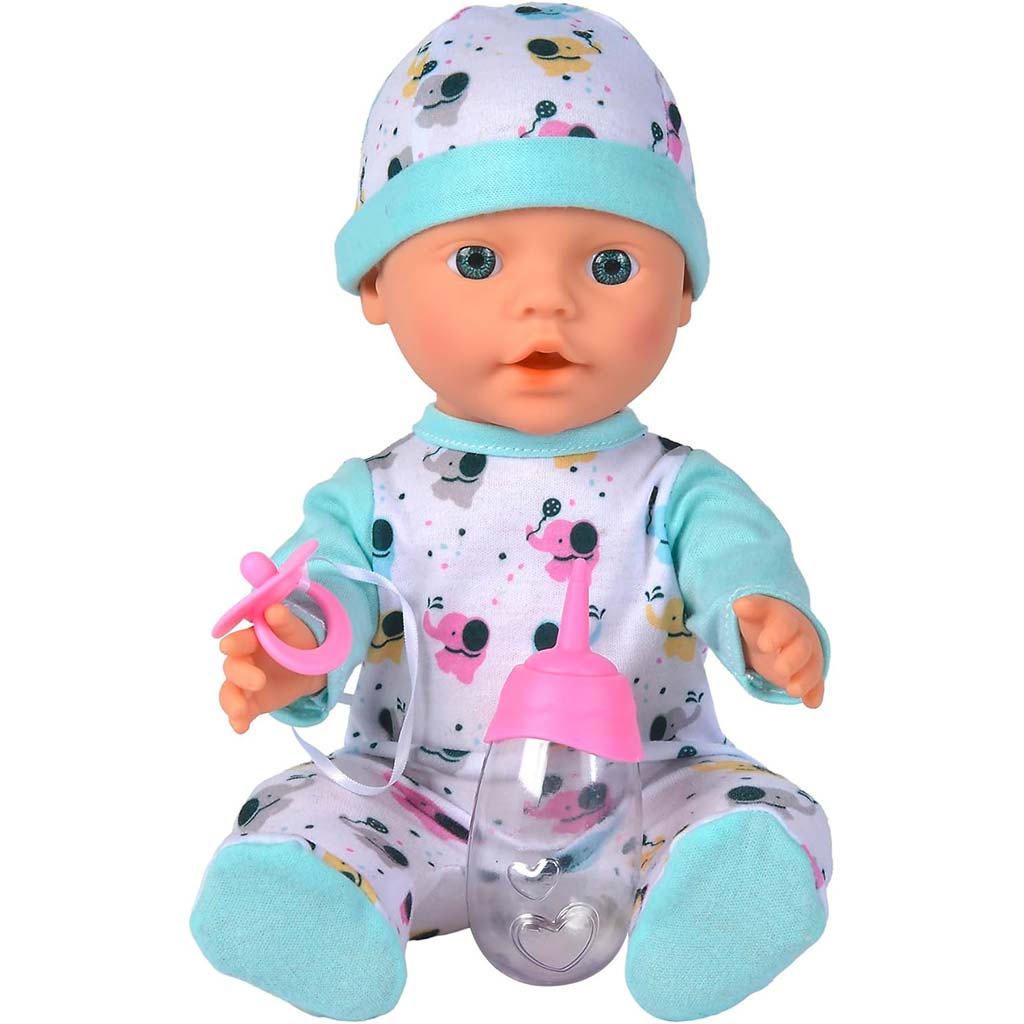 imagen de Muñeca New Born Baby con biberón en ropa de elefante - Simba Toys 2