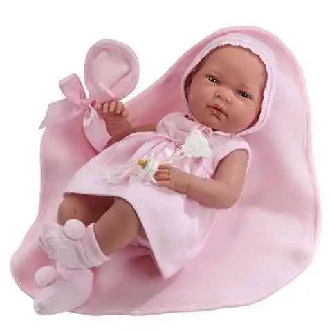 imagen de Muñeca niña recién nacida con gorro de lazo 38cm 1