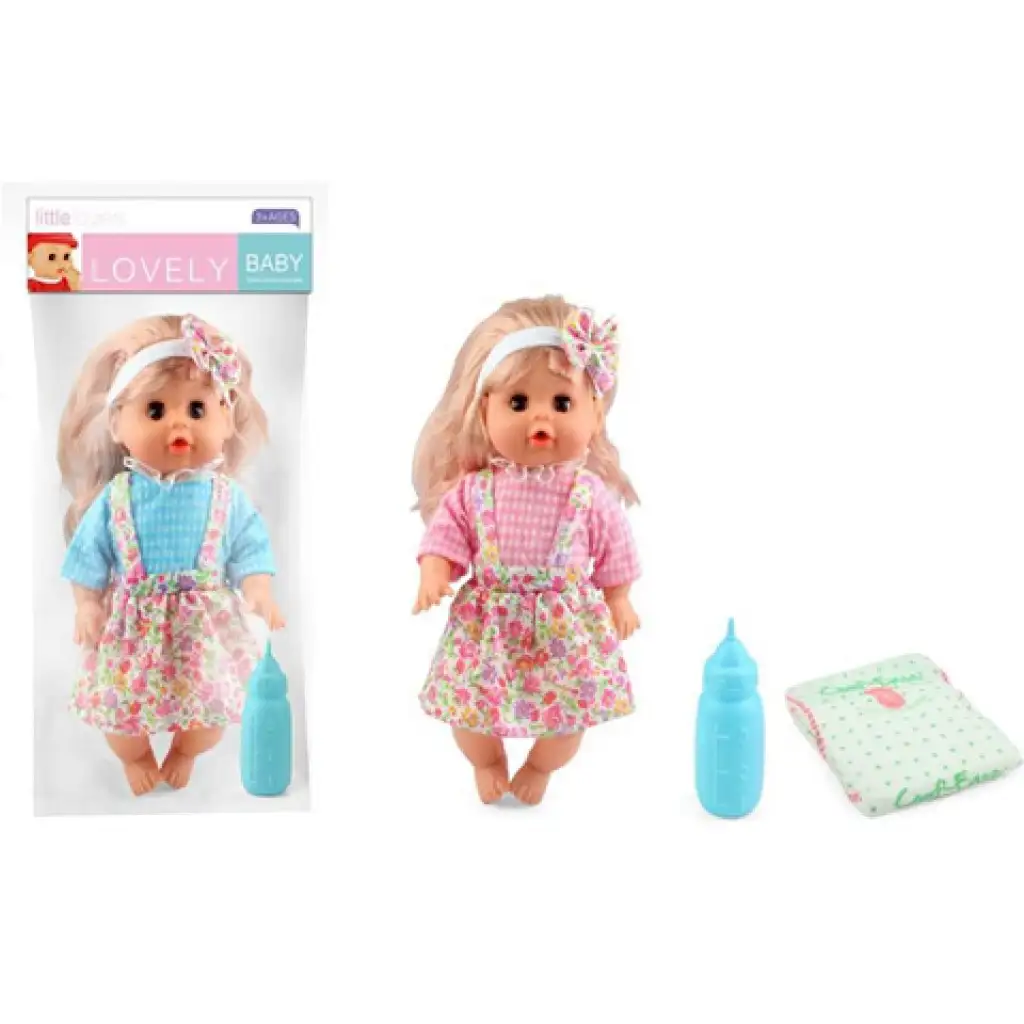 imagen de Muñeca que orina con falda de flores y accesorios 30cm 1