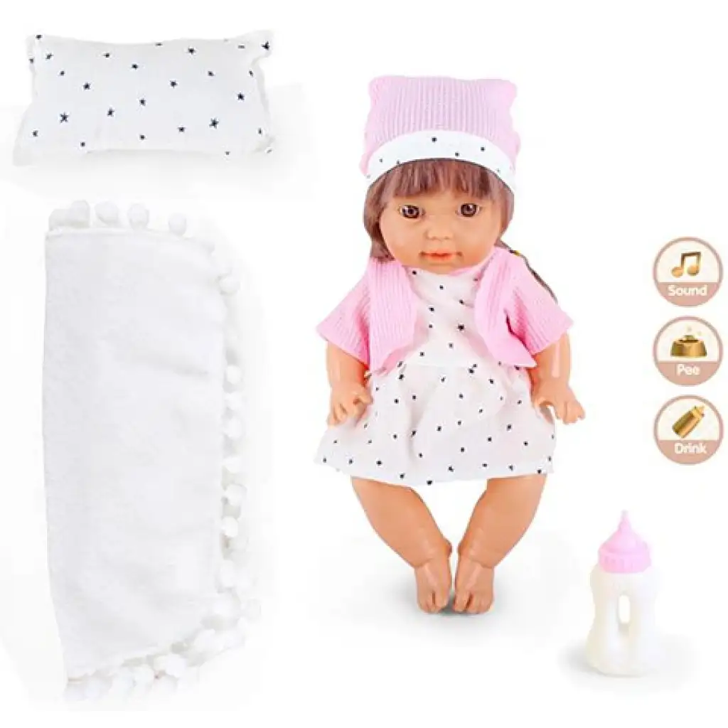 imagen de Muñeca que orina con sonido y almohada 30cm 2