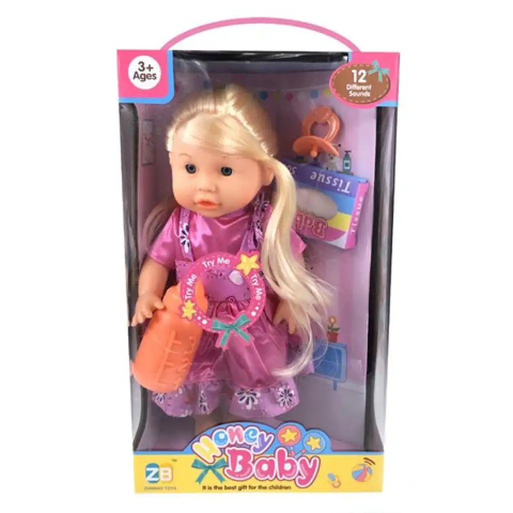 imagen de Muñeca rubia con biberón, accesorios y sonido 1