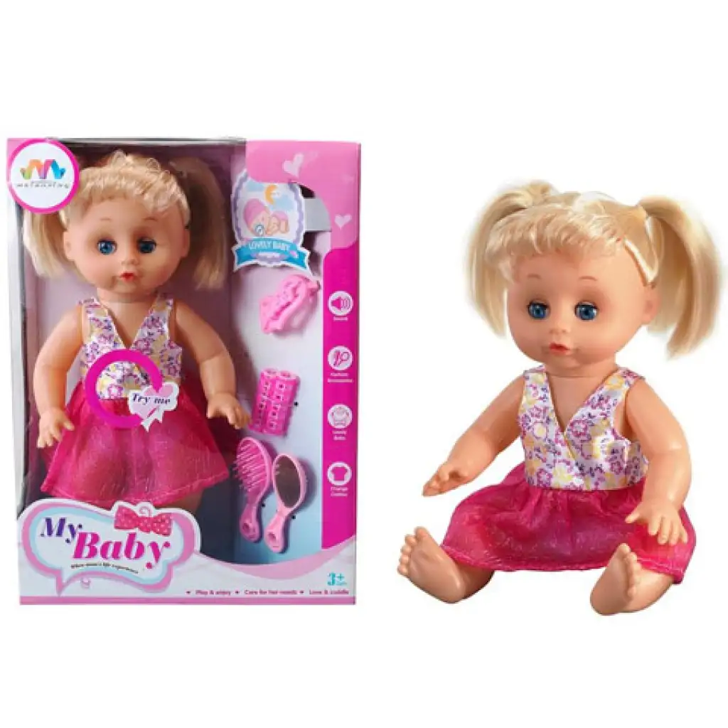 imagen de Muñeca rubia con sonido, rizador y accesorios 1