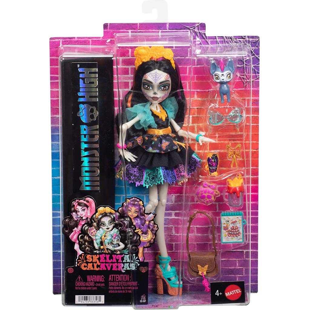 imagen de Muñeca Skelita Calaveras de Monster High con accesorios - Mattel 1