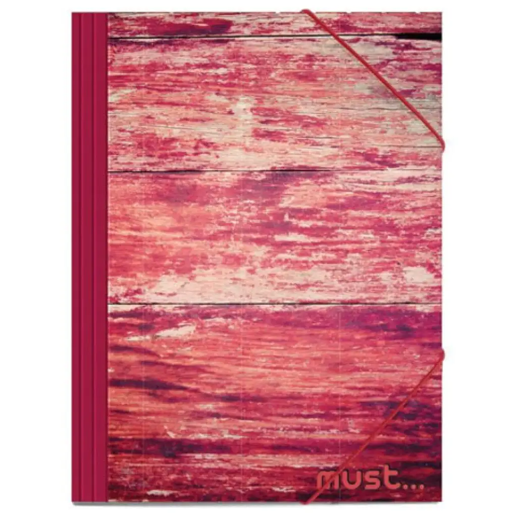 imagen de Must: Carpeta de goma con diseño de madera roja 25x35cm 1