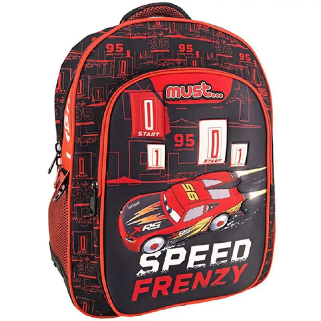 imagen de Must... Cars Frenesí de Velocidad mochila escolar de tres compartimentos, mochila 32x18x43cm 1