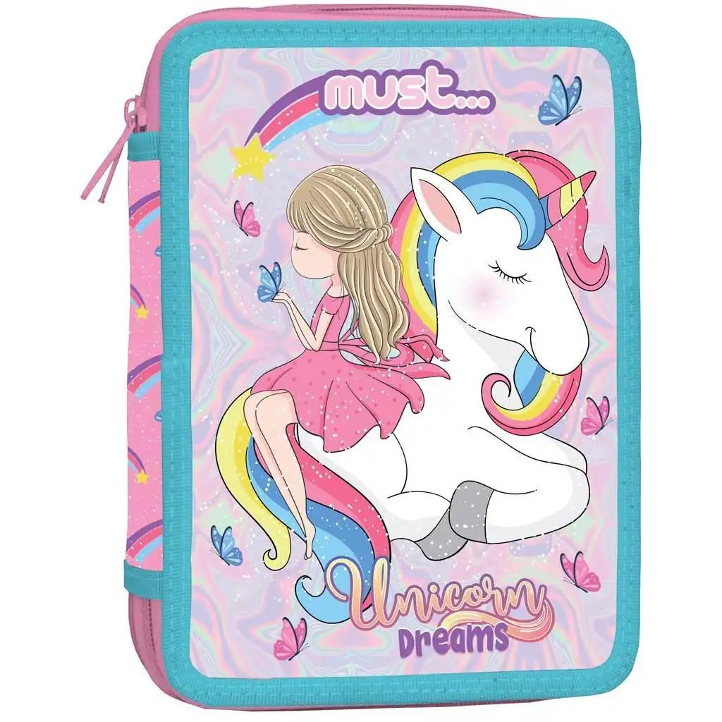 imagen de Must: Estuche de lápices de dos pisos con diseño de unicornio 15x21cm 1