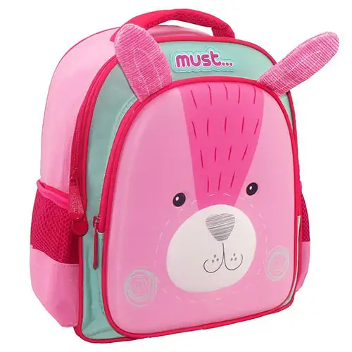 imagen de Must: Mochila de jardín de infantes con diseño 3D de conejito de 27x10x31cm 1