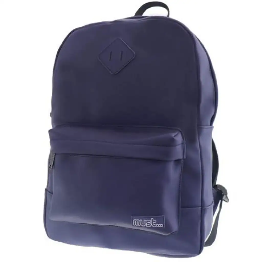 imagen de Must: Mochila escolar azul con efecto de piel redondeada, mochila 30x13x41cm 1