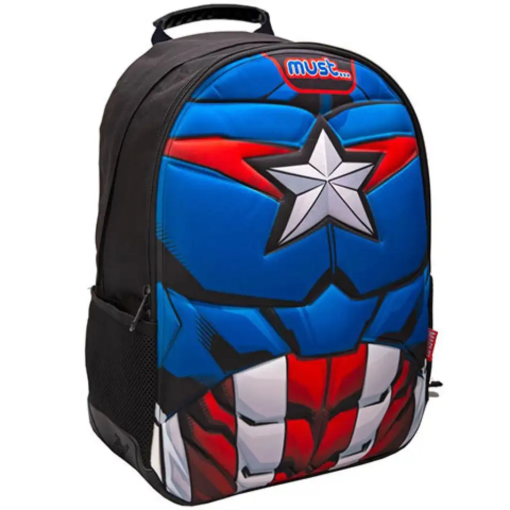 imagen de Must... Mochila escolar con diseño 3D de Capitán América, mochila 32x15x43cm 1