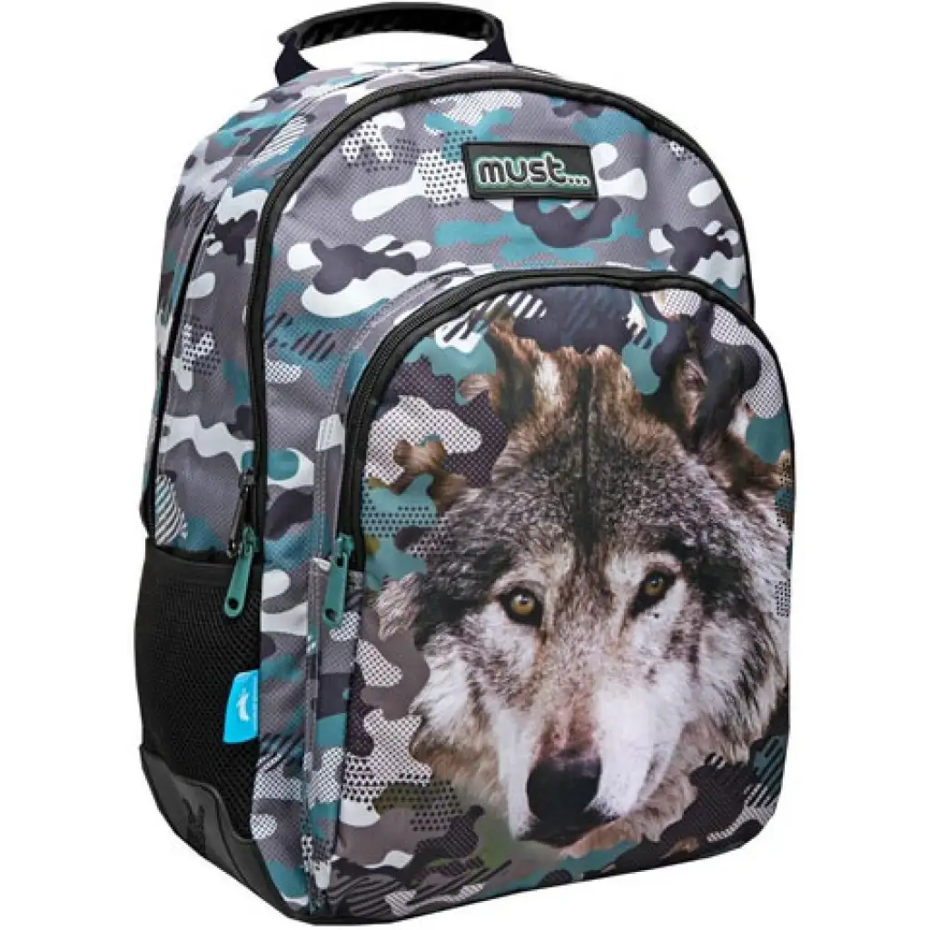 imagen de Must... Mochila escolar con estampado de lobo de Animal Planet, mochila 33x16x45cm 1