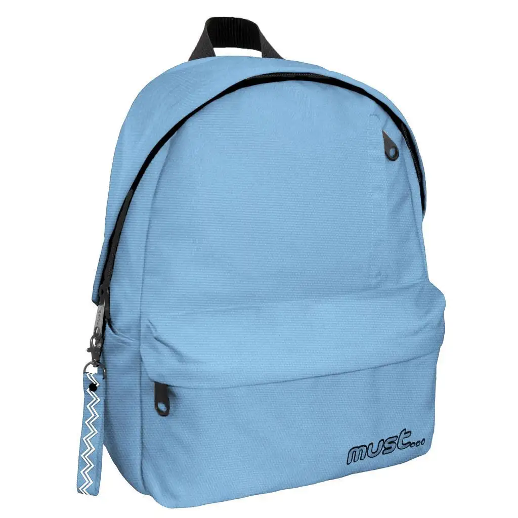 imagen de Must: Mochila escolar de cuatro compartimentos en azul claro, mochila 32x17x42cm 1