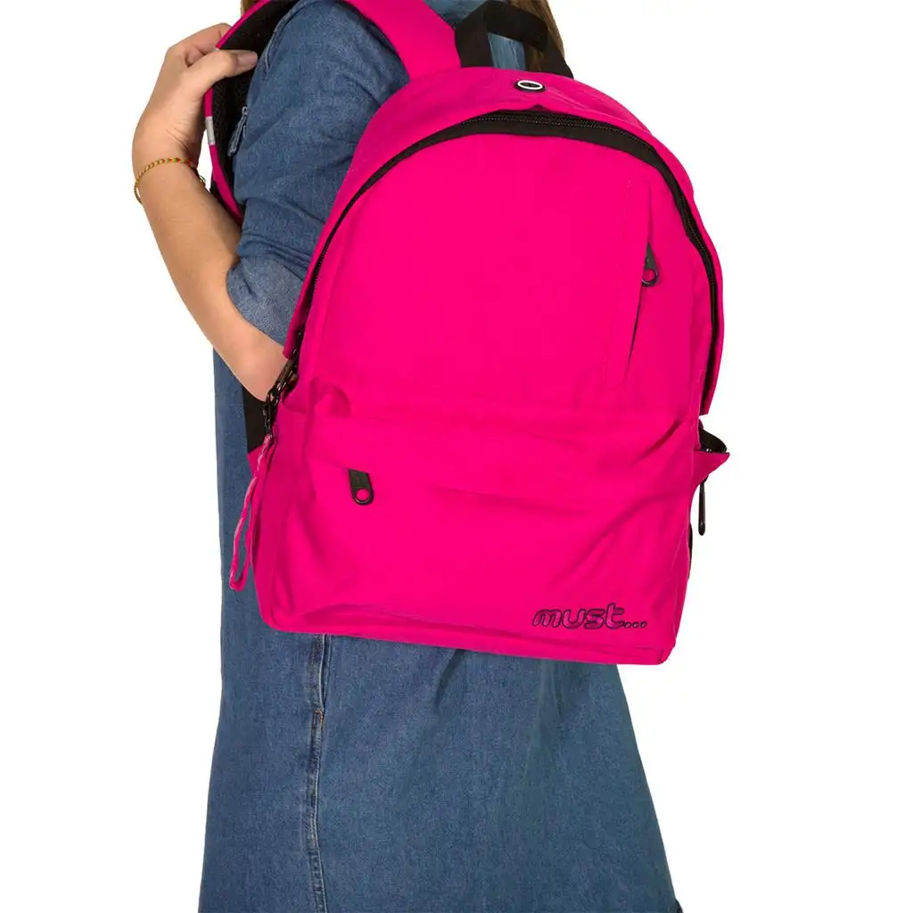 imagen de Must: Mochila escolar de cuatro compartimentos en rosa redondeado 32x17x42cm 2