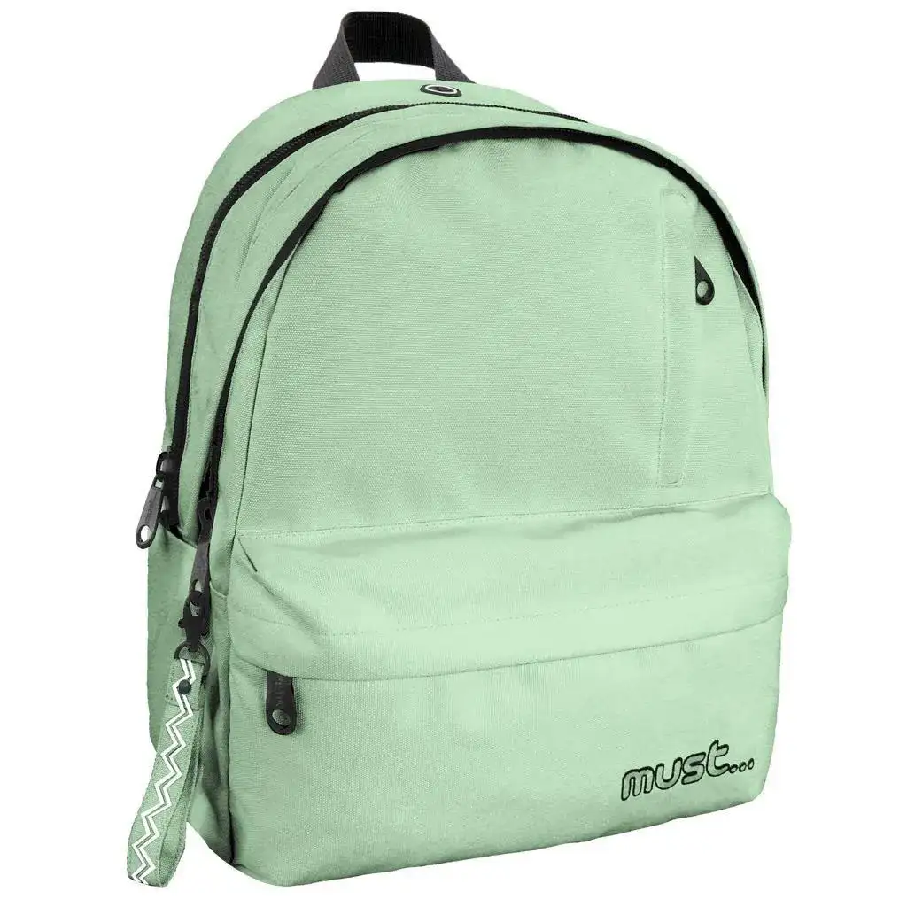 imagen de Must: Mochila escolar de cuatro compartimentos en verde claro, mochila 32x19x42cm 1