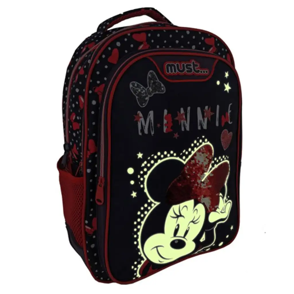 imagen de Must: Mochila escolar de Minnie Mouse en azul oscuro y rojo, mochila 32x18x43cm 3