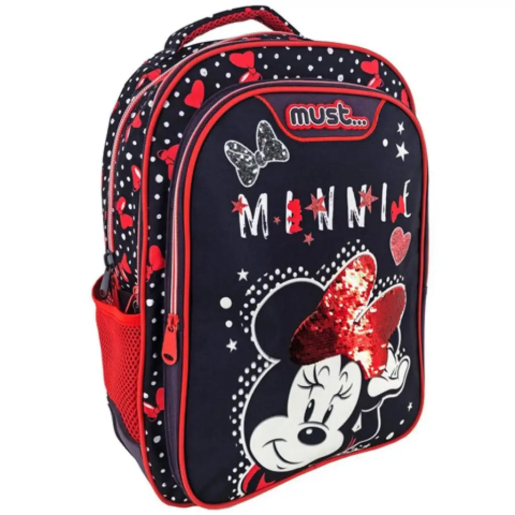 imagen de Must: Mochila escolar de Minnie Mouse en azul oscuro y rojo, mochila 32x18x43cm 1
