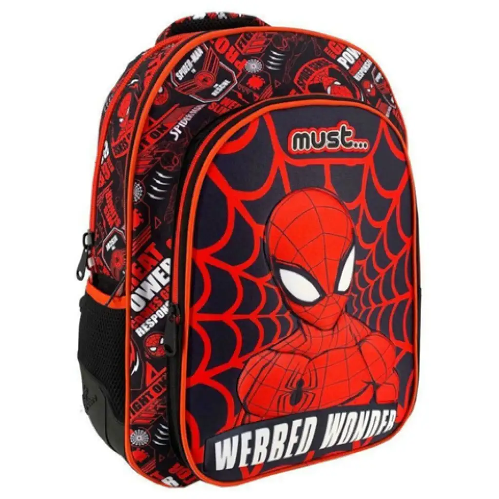 imagen de Must: Mochila escolar de Spiderman azul oscuro-rojo 32x18x43cm 1