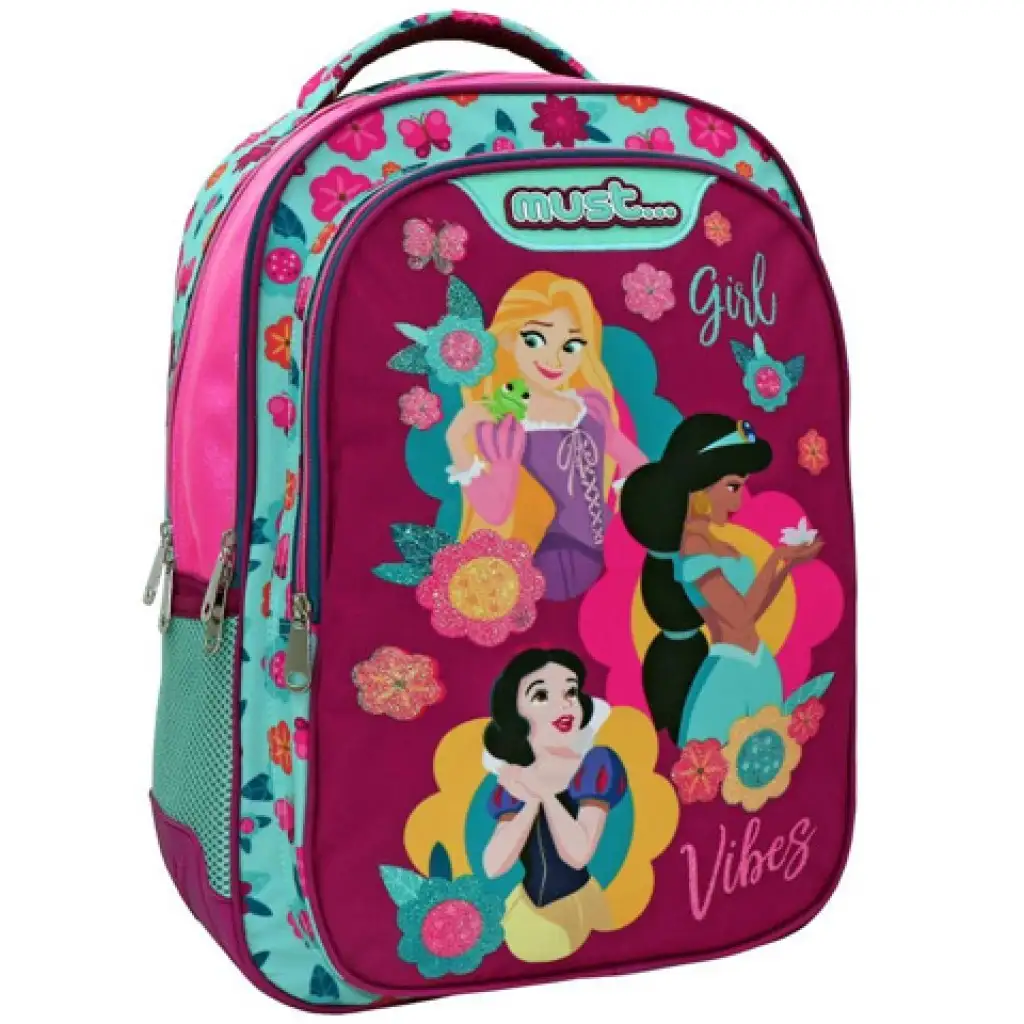 imagen de Must: Mochila escolar ergonómica redondeada de Disney Princesas, mochila 32x18x43cm 1