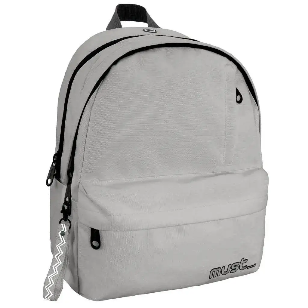 imagen de Must: Mochila escolar gris redondeada de cuatro compartimentos, mochila 32x19x42cm 1