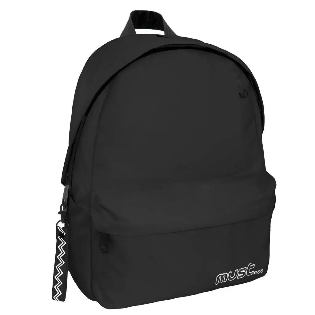 imagen de Must: Mochila escolar negra de cuatro compartimentos con bordes redondeados 32x17x42cm 1