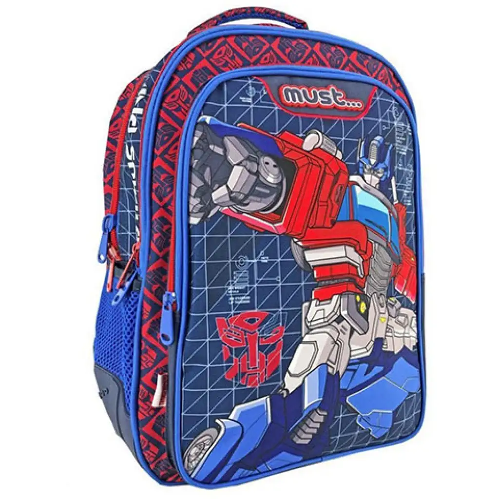 imagen de Must... Mochila escolar redondeada de tres compartimentos de Transformers, mochila 32x18x43cm 1