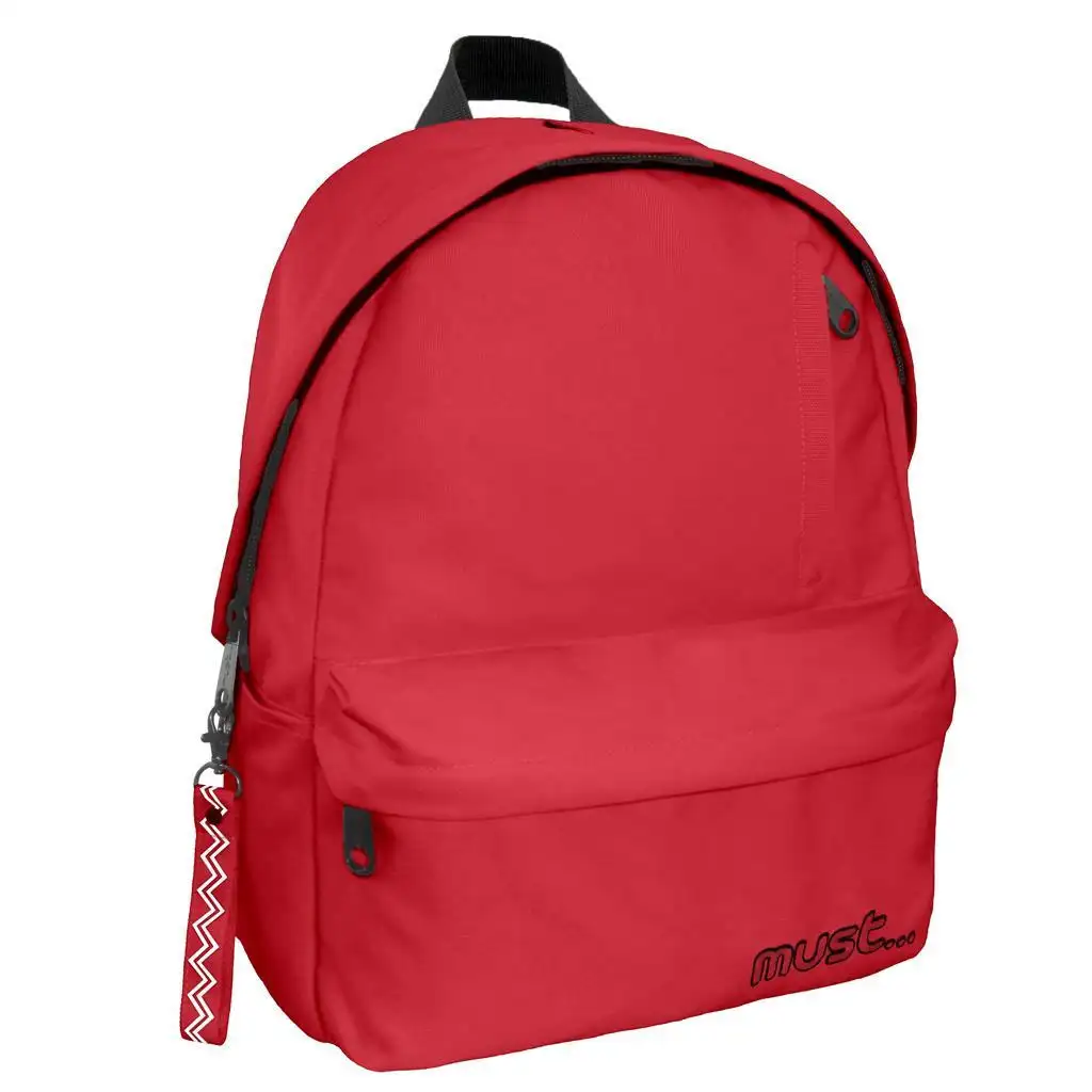 imagen de Must: Mochila escolar roja con esquinas redondeadas, mochila 32x17x42cm 1