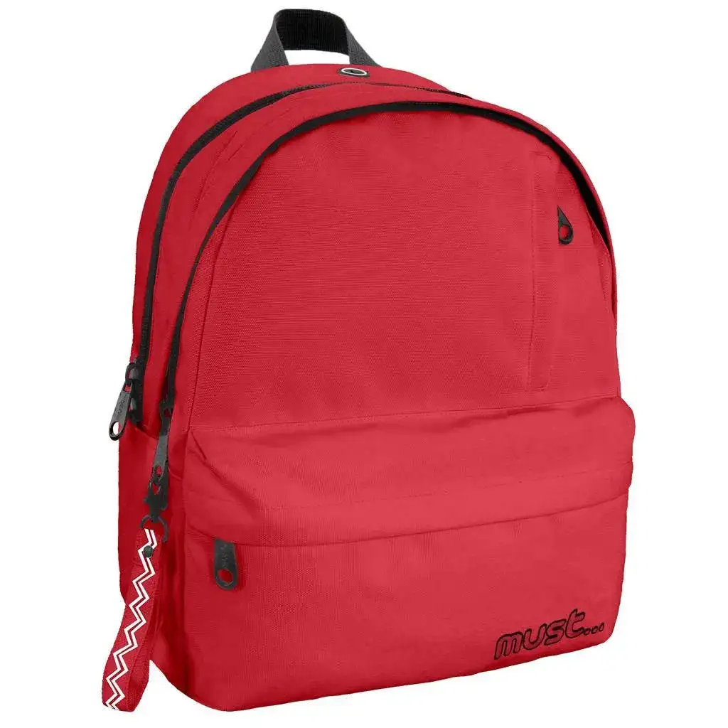 imagen de Must: Mochila escolar roja de cuatro compartimentos con bordes redondeados 32x19x42cm 1