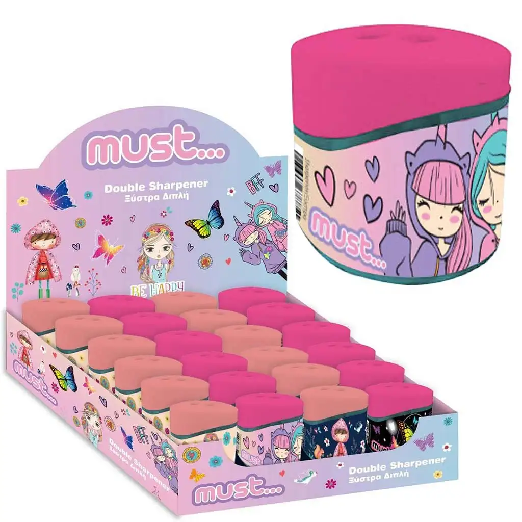 imagen de Must: Sacapuntas Boho Girl de dos agujeros con depósito en varios diseños 1ud 2