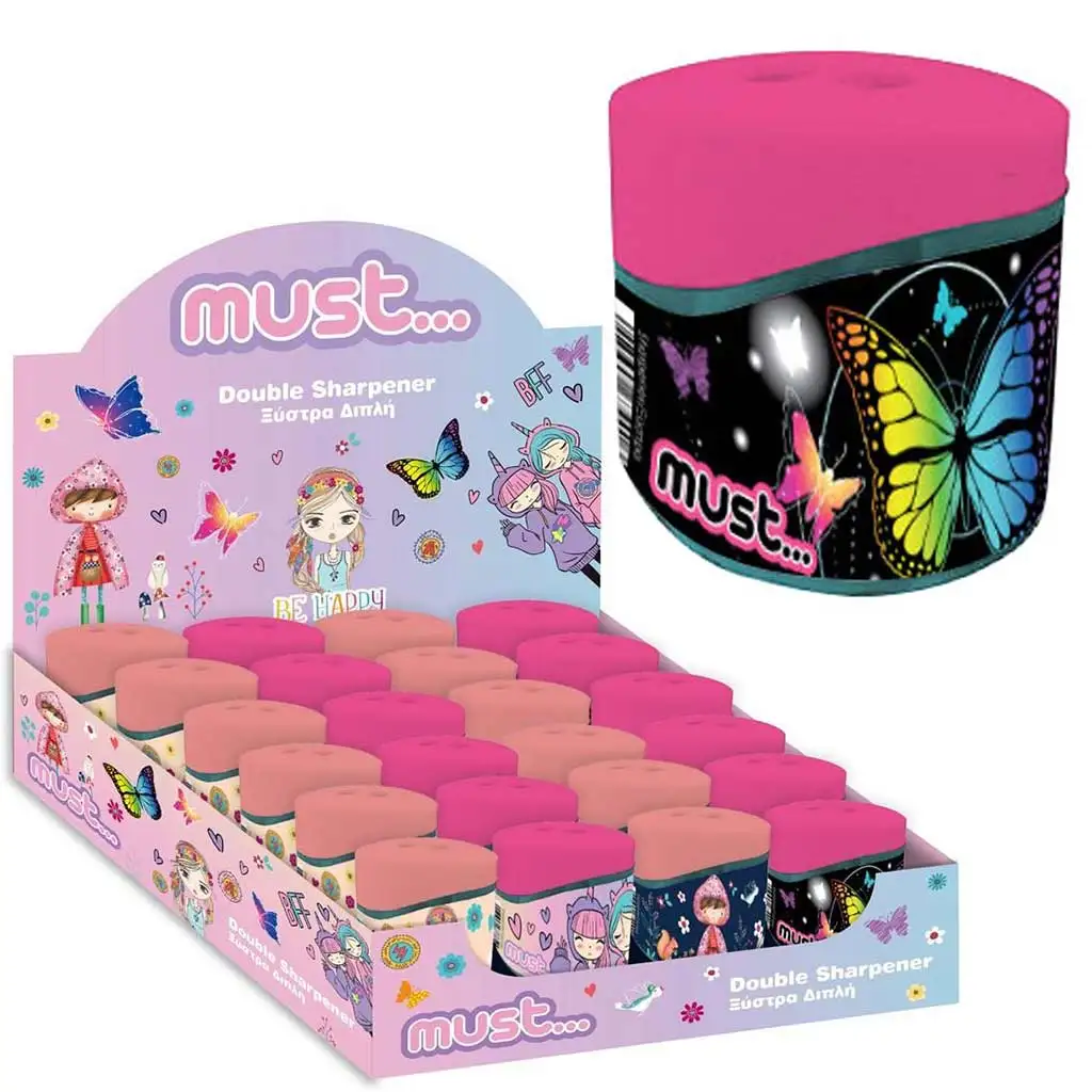 imagen de Must: Sacapuntas Boho Girl de dos agujeros con depósito en varios diseños 1ud 3