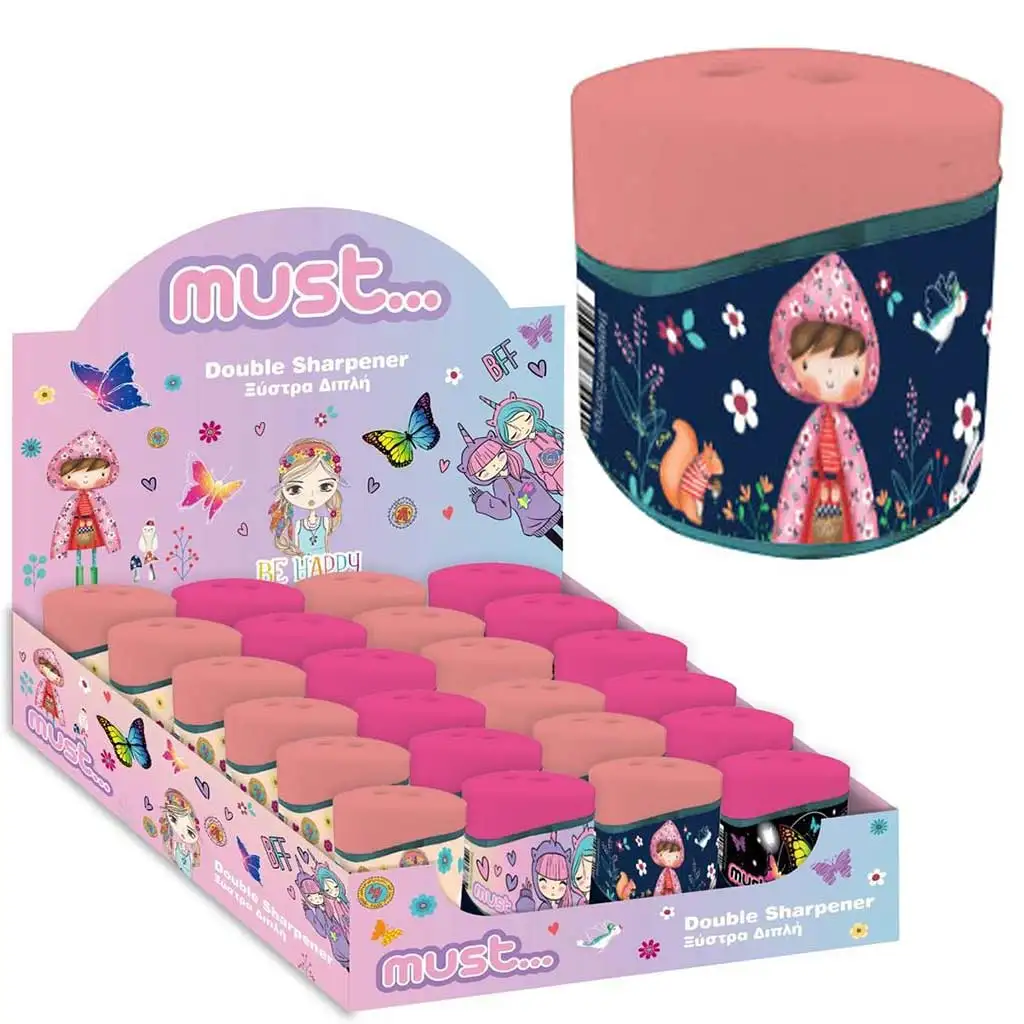 imagen de Must: Sacapuntas Boho Girl de dos agujeros con depósito en varios diseños 1ud 4