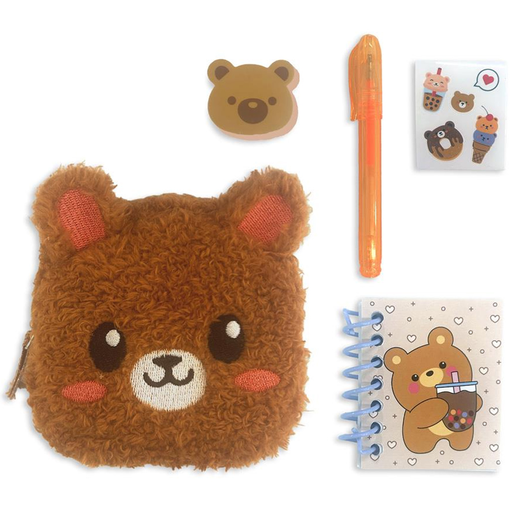 imagen de Must Team: Set de material de escritura con diseño de oso y almacenamiento de felpa 1