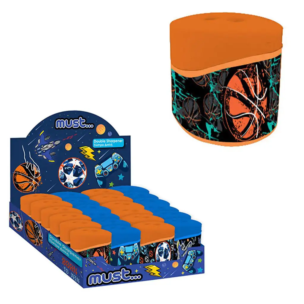 imagen de Must: Vamos a jugar sacapuntas con depósito de 2 agujeros con diseño de baloncesto 1