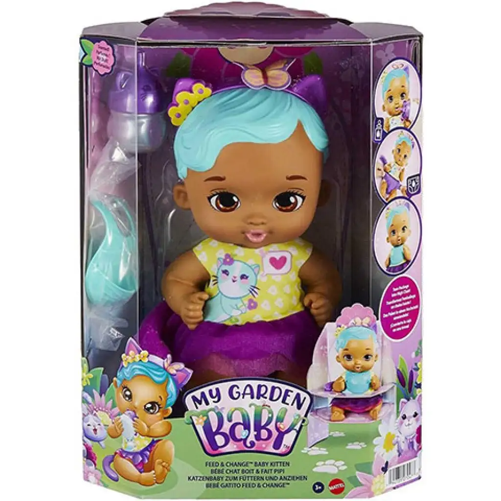 imagen de My Garden Baby: Édi-Bébi cuidado - Gato turquesa 30cm - Mattel 1