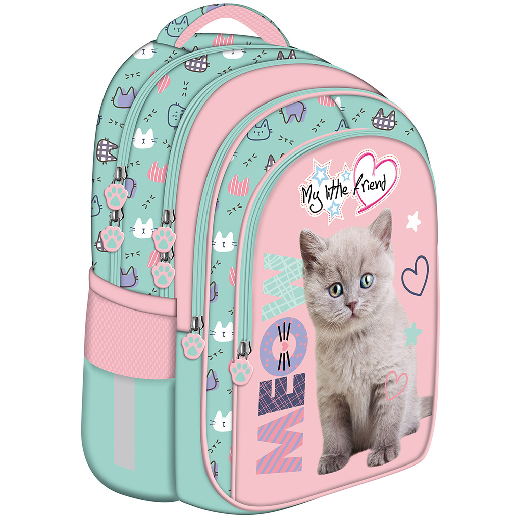 imagen de My Little Friend Fluffy Kitty mochila escolar con gato, mochila BPL58 44x31x19cm 1