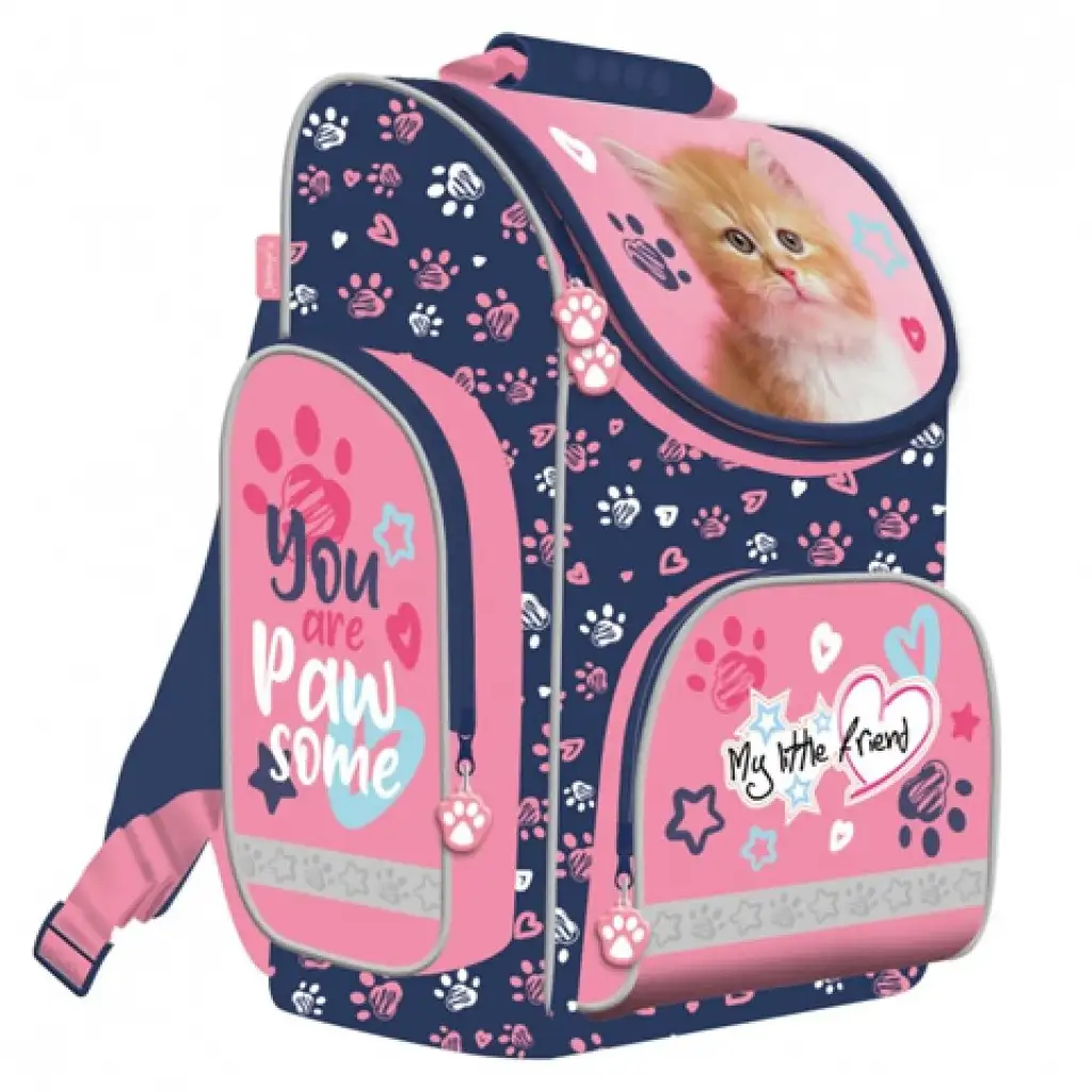 imagen de My Little Friend mochila anatómica rosa con gatos, mochila 35x27x16cm 1