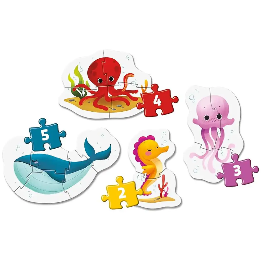 imagen de MyFirst Puzzle: 4 en 1 de animales submarinos Supercolor puzzle para bebés - Clementoni 2