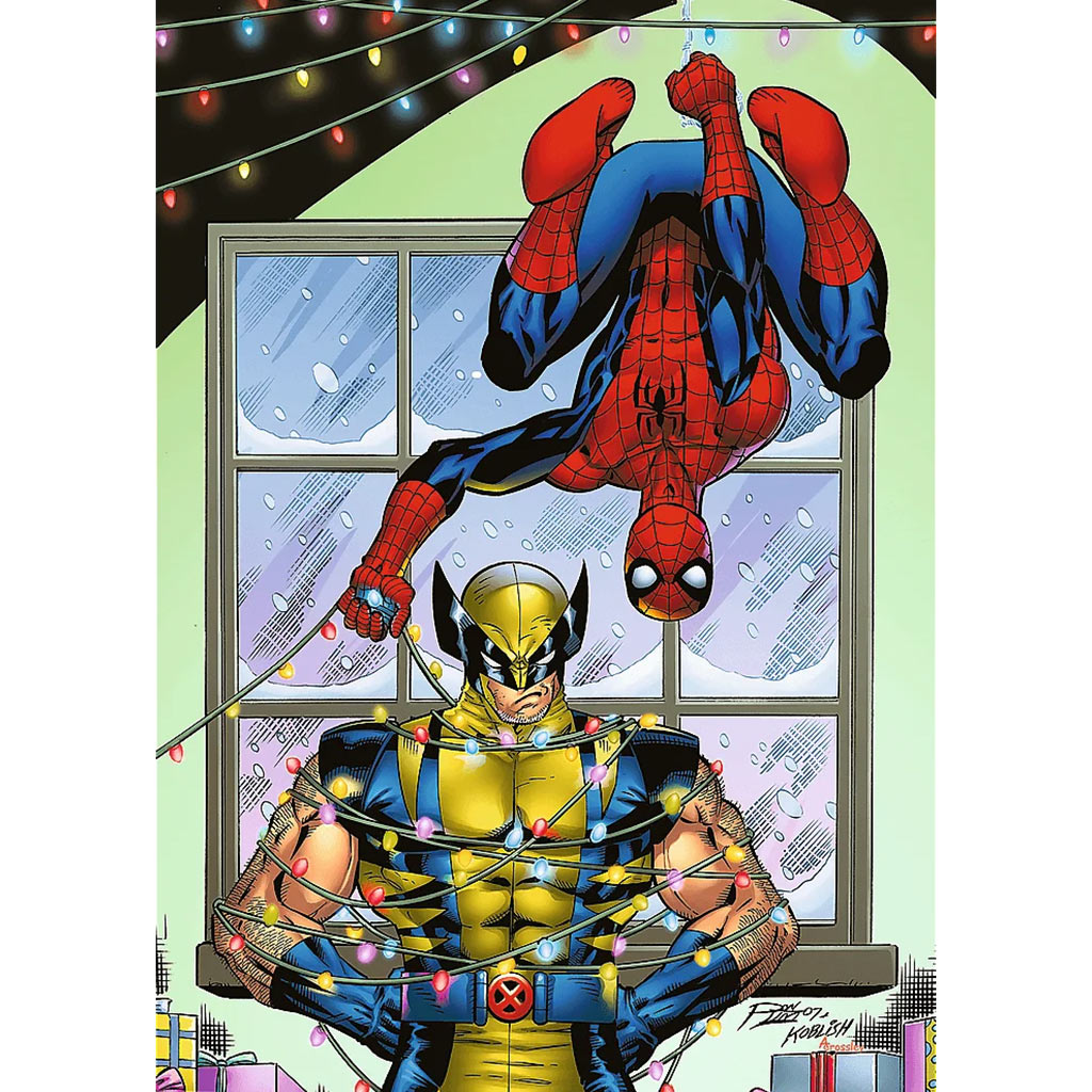 imagen de Navidad de Spider-Man y Wolverine rompecabezas de 1000 piezas Premium plus quality - Trefl 2