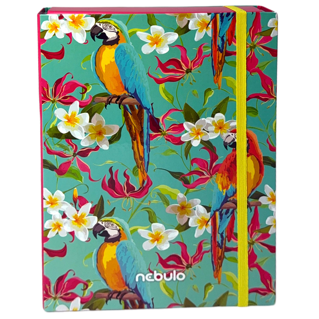 imagen de Nebulo: Caja de cuadernos en tamaño A/4 con diseño de loros 1