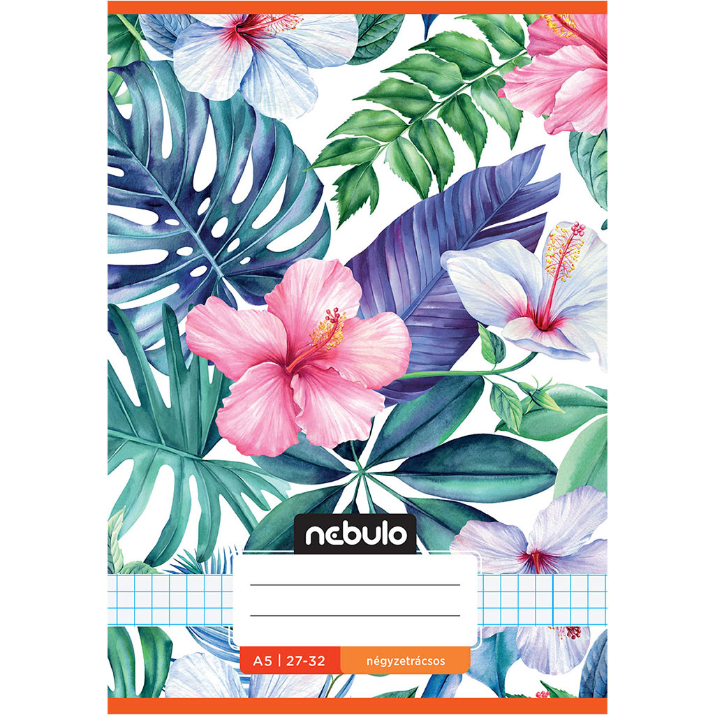 imagen de Nebulo: Cuaderno a cuadros con diseño de flores tropicales 27-32 A/5 1