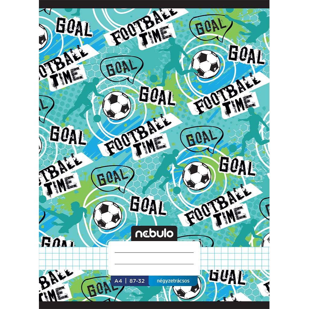 imagen de Nebulo: Cuaderno a cuadros con la inscripción 'Football Time' 87-32 A/4 1
