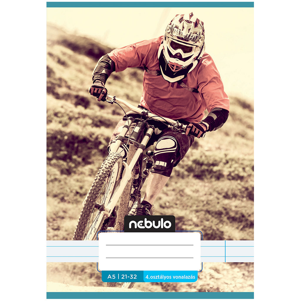 imagen de Nebulo: Cuaderno de líneas con diseño de ciclista de montaña de 4º grado 21-32 A/5 1