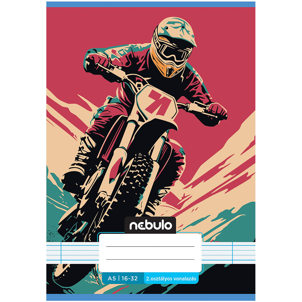 imagen de Nebulo: Cuaderno de líneas con diseño de moto de cross de 2º grado 16-32 A/5 1
