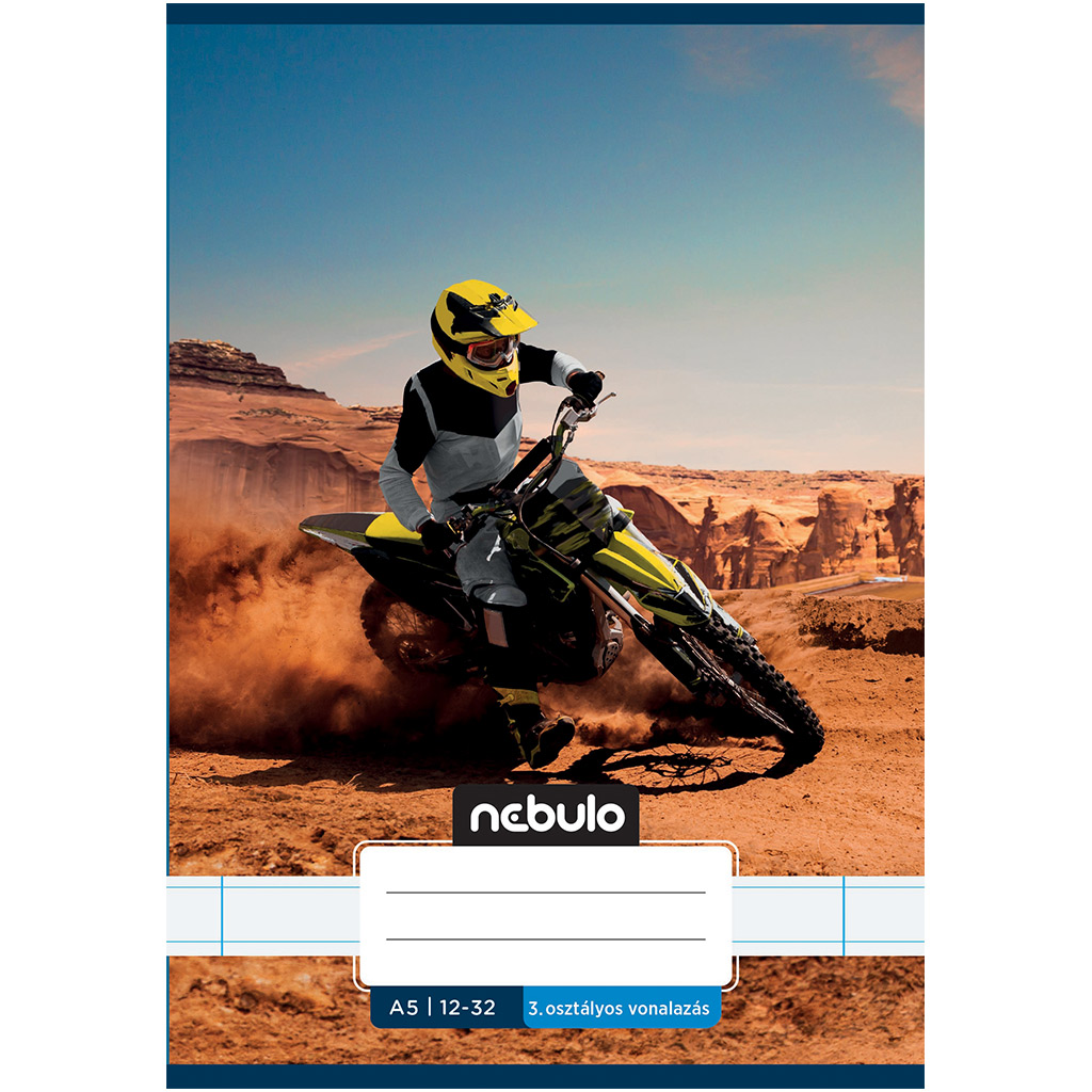imagen de Nebulo: Cuaderno de líneas con diseño de motocicleta de cross de 3er grado en el desierto 12-32 A/5 1
