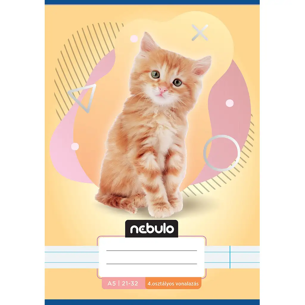 imagen de Nebulo: Cuaderno de líneas con estampado de gato 4.º grado A/5 21-32 1